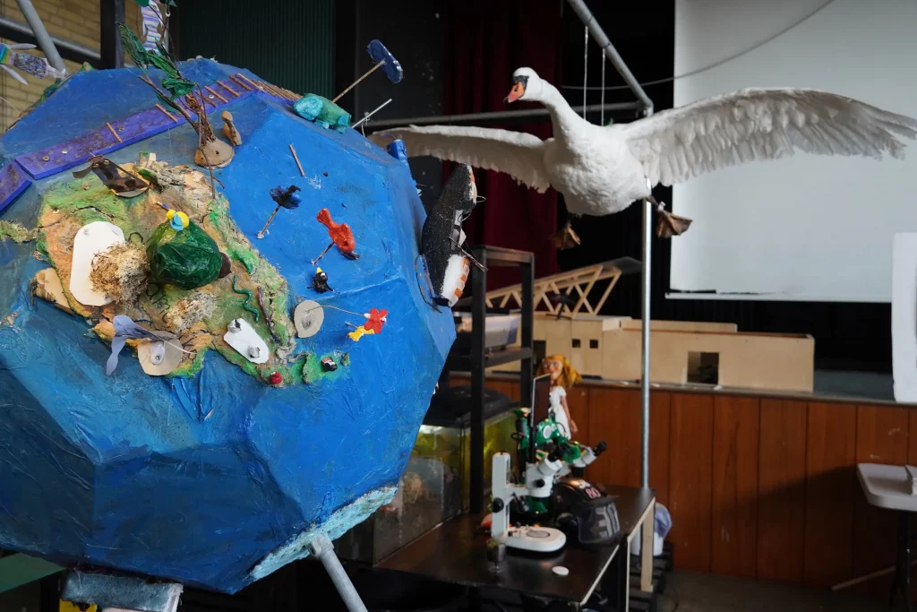 Schulprojekt: Schwan und gebastelte Weltkugel - PBL